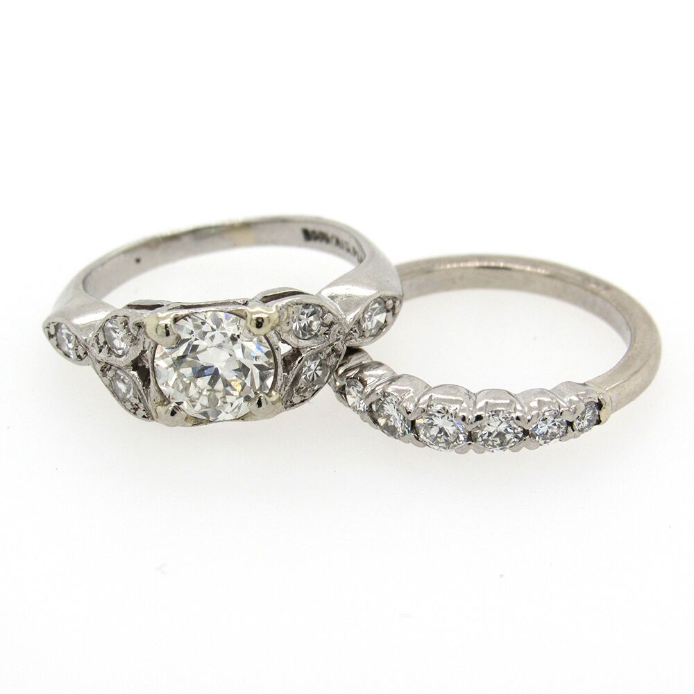 Estate Diamond Wedding Ring Set - Image 2