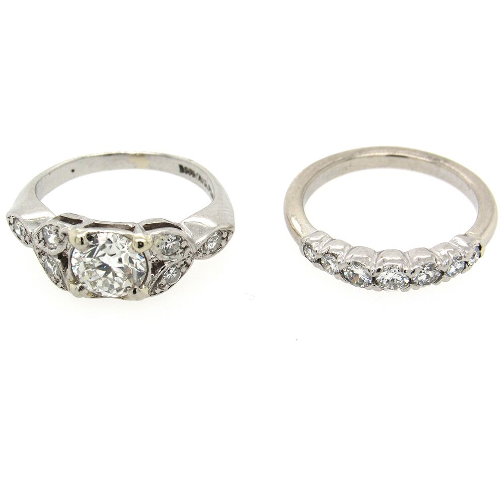 Estate Diamond Wedding Ring Set - Image 5