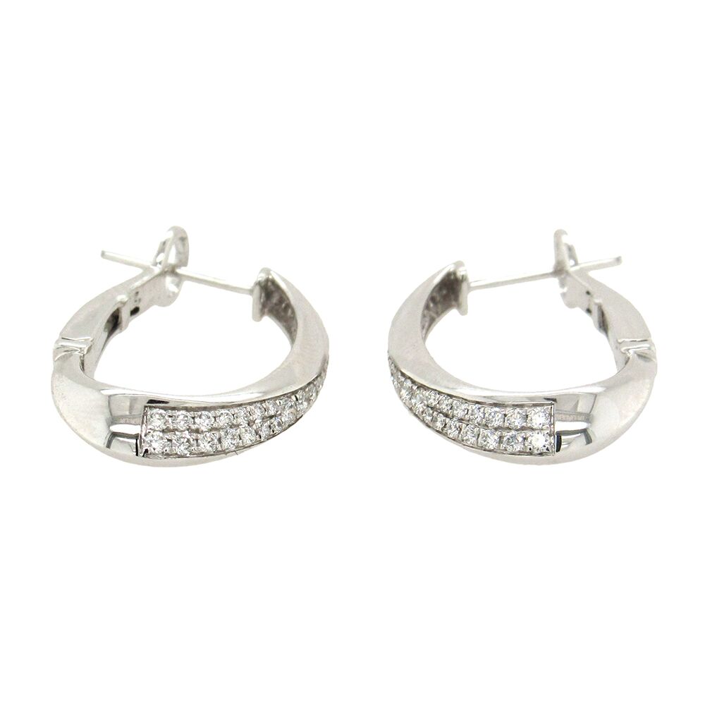 SimonG: Tapered Oval Diamond Hoops - Image 2