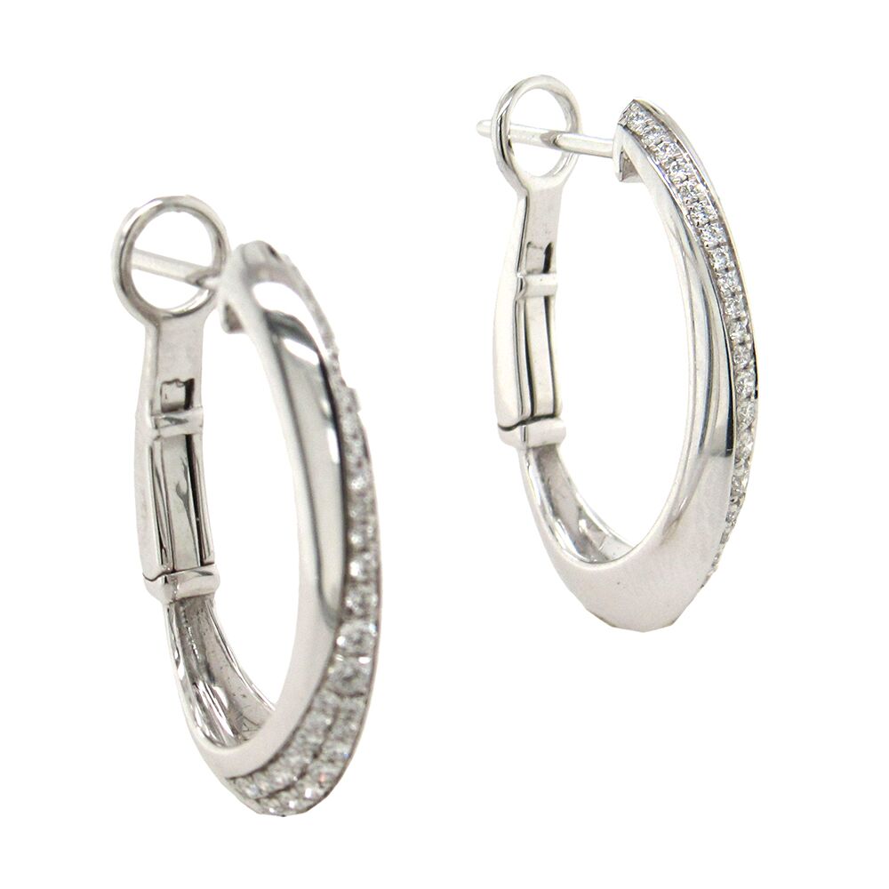 SimonG: Tapered Oval Diamond Hoops - Image 3