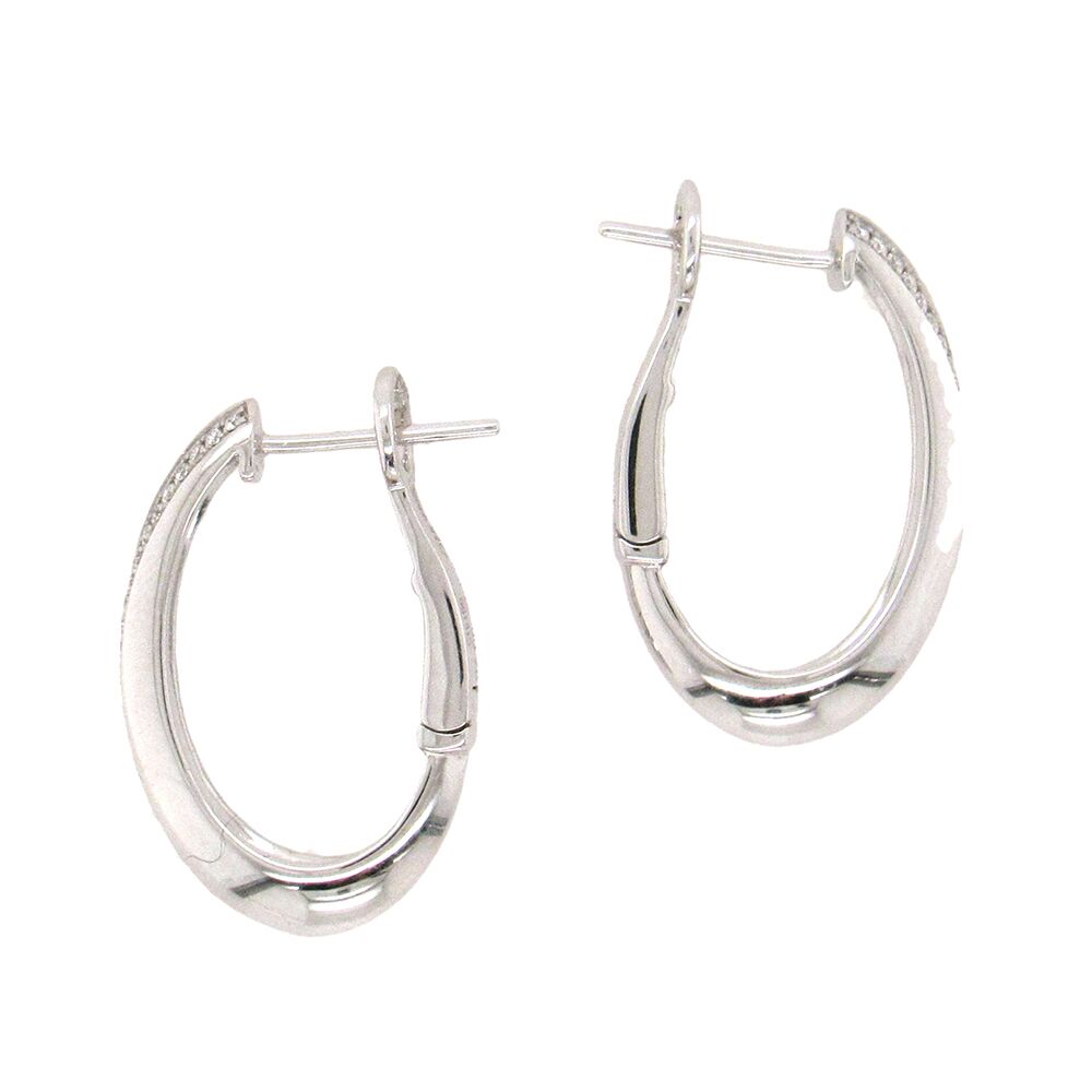 SimonG: Tapered Oval Diamond Hoops - Image 4