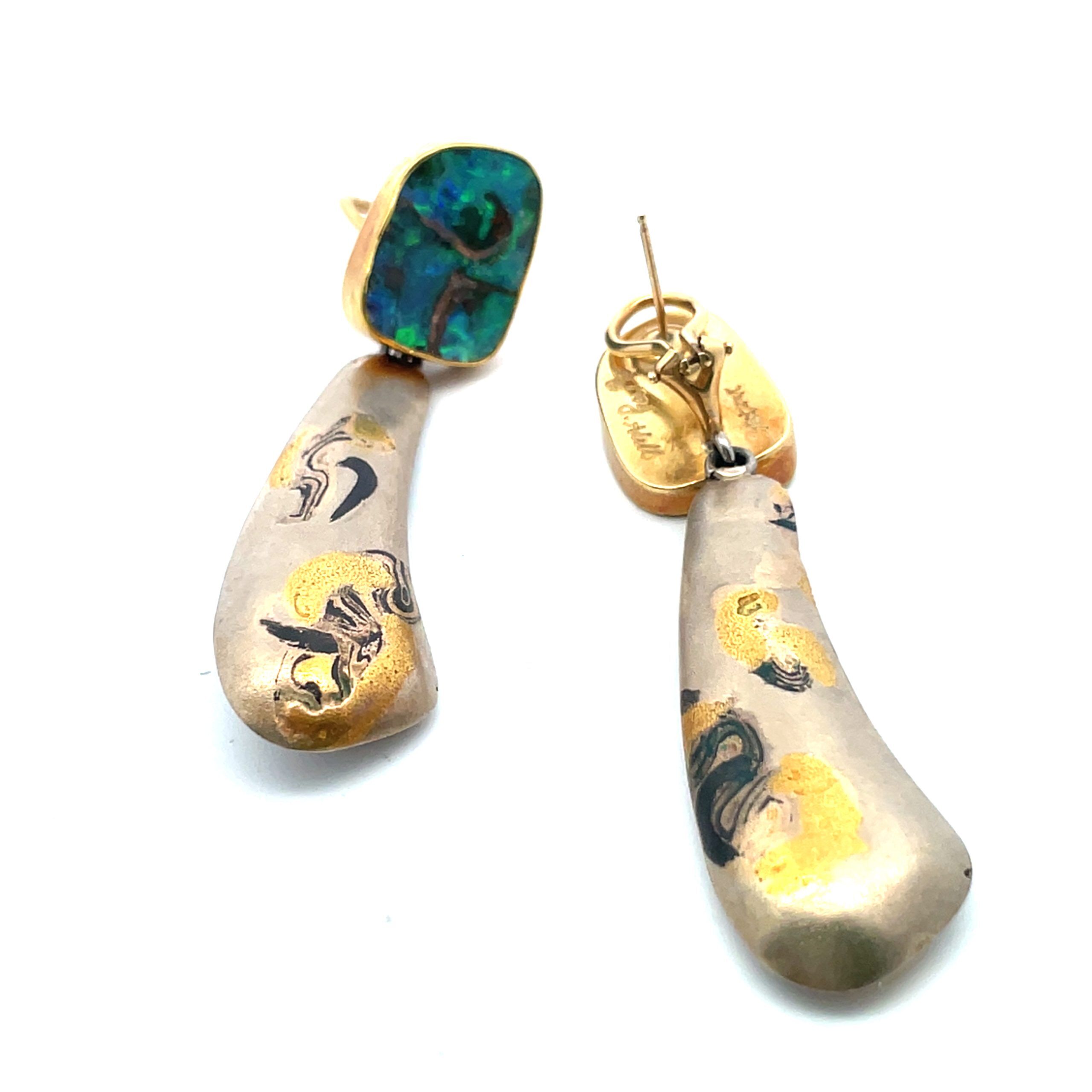 Carrie Adell: Boulder Opal Shakudo Drop Earrings - Image 3