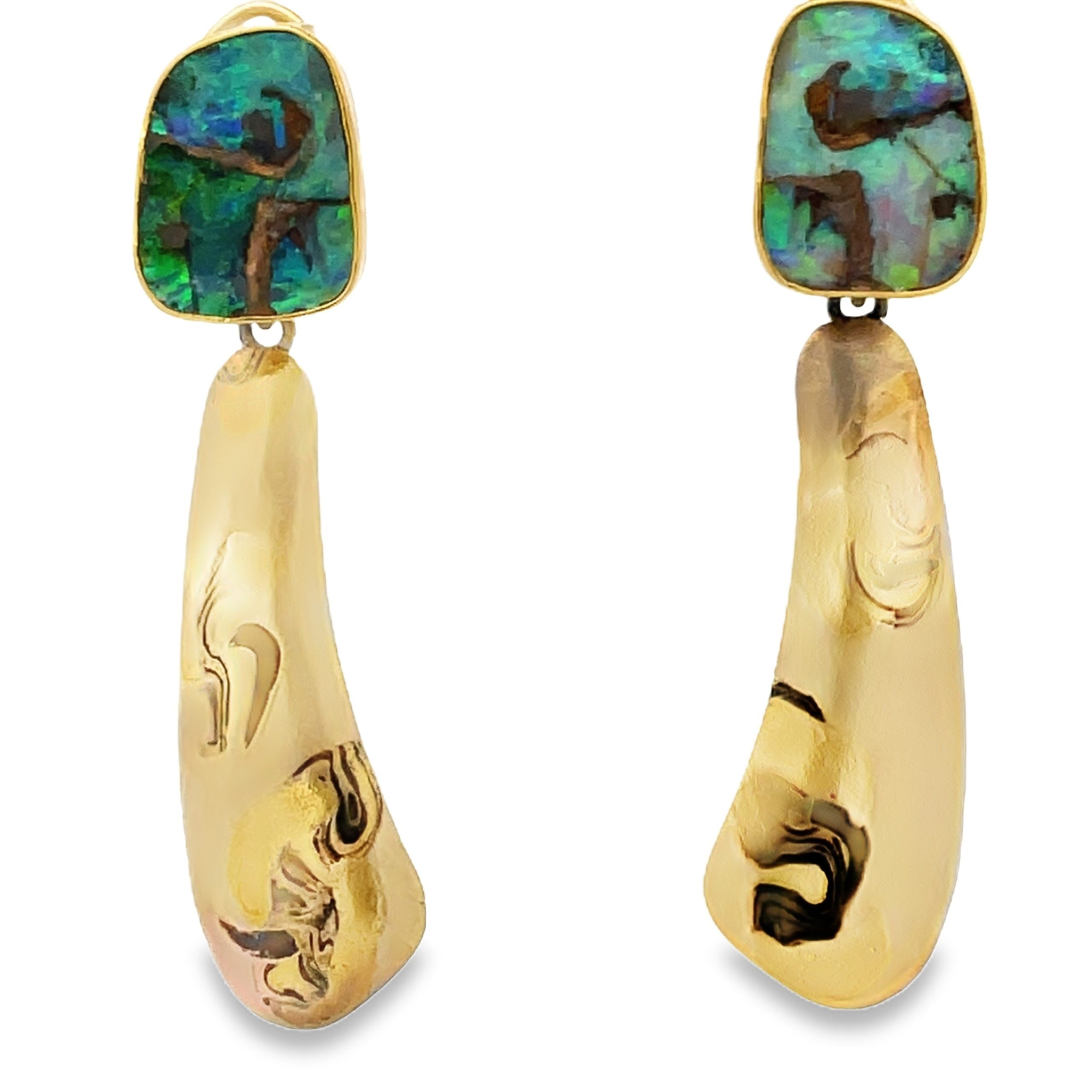 Carrie Adell: Boulder Opal Shakudo Drop Earrings - Image 4