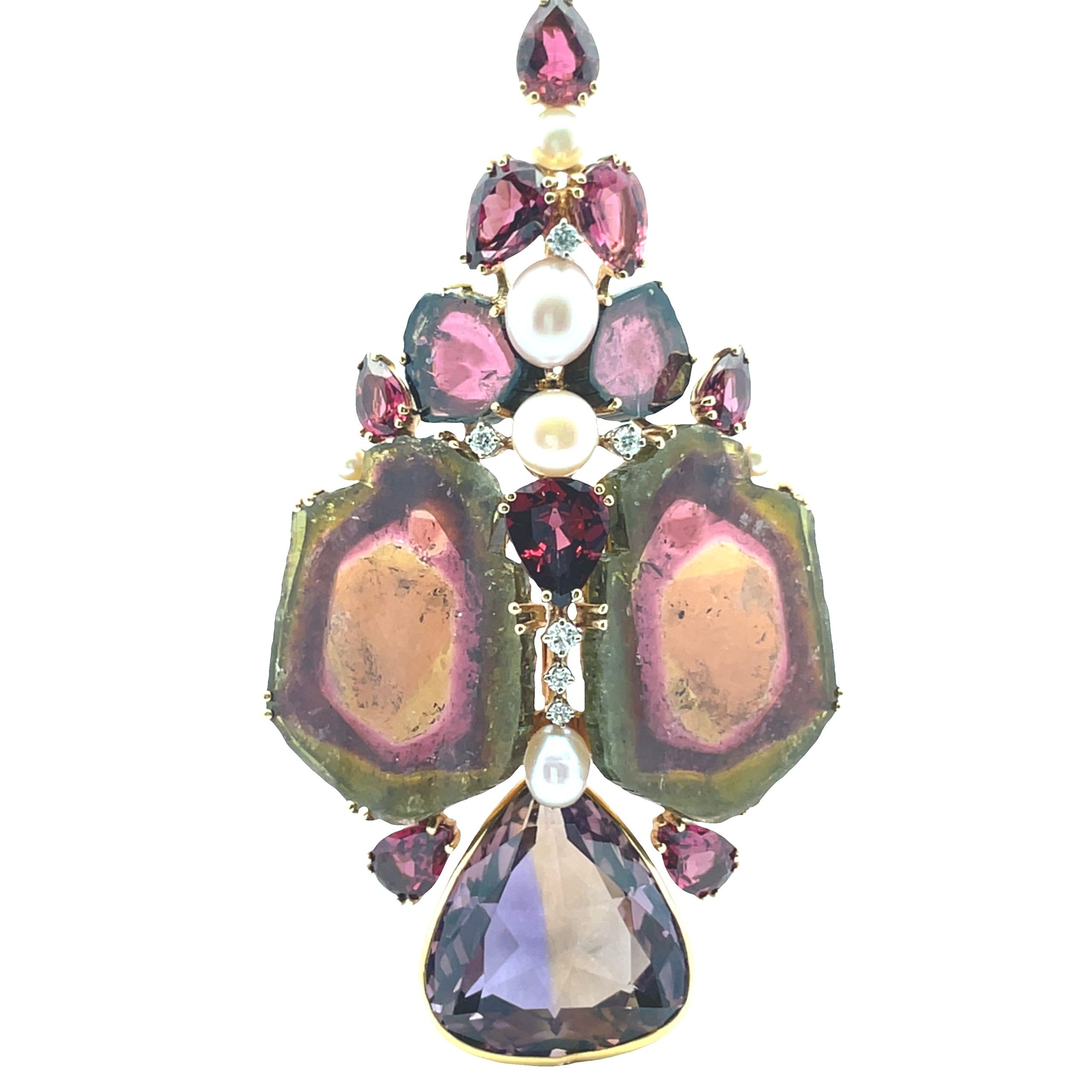 Gilbert Albert: Tourmaline Cluster Brooch/Pendant