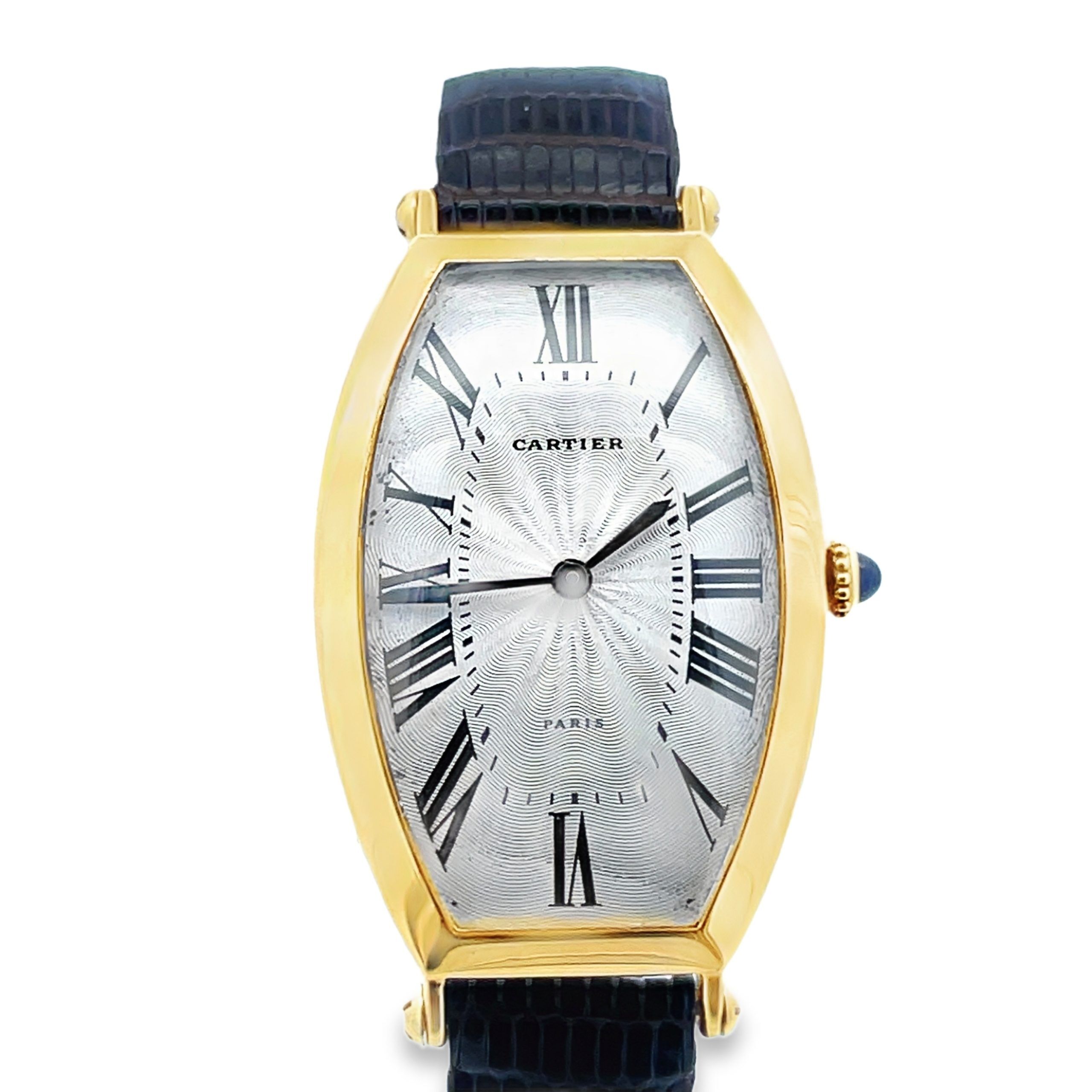 18K Cartier Ltd.Ed. Curved Tonneau Wristwatch, Circa 1980