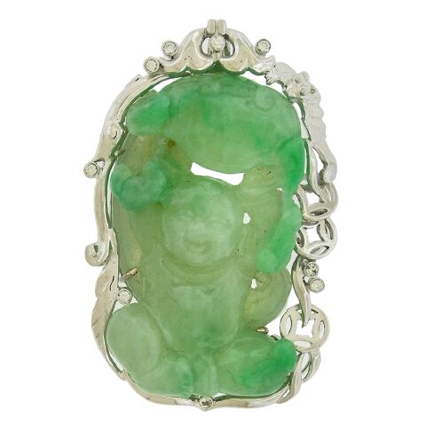 Jadeite Buddha Brooch