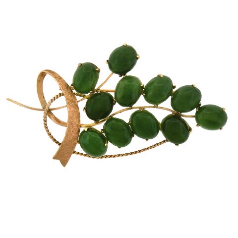 Vintage Jade Blossom Brooch