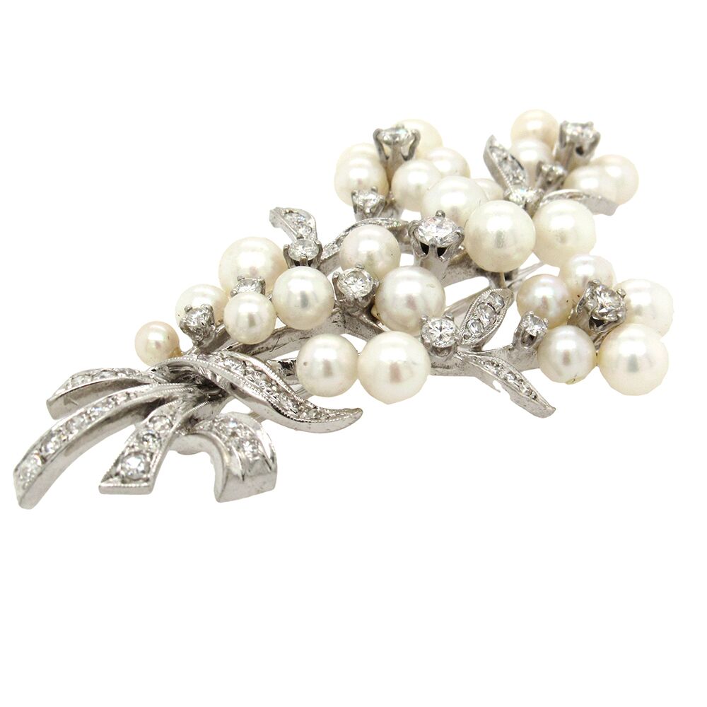 Diamond and Pearl Bouquet Brooch - Image 3
