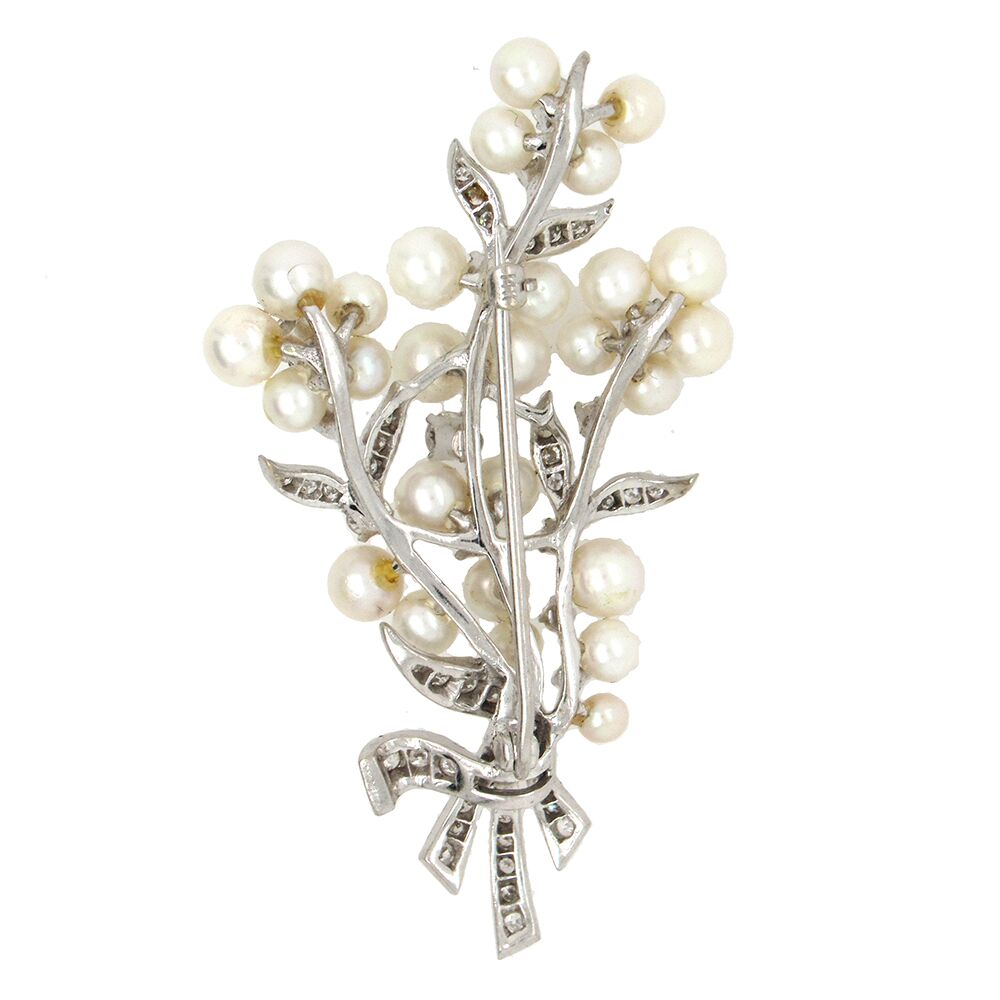 Diamond and Pearl Bouquet Brooch - Image 4