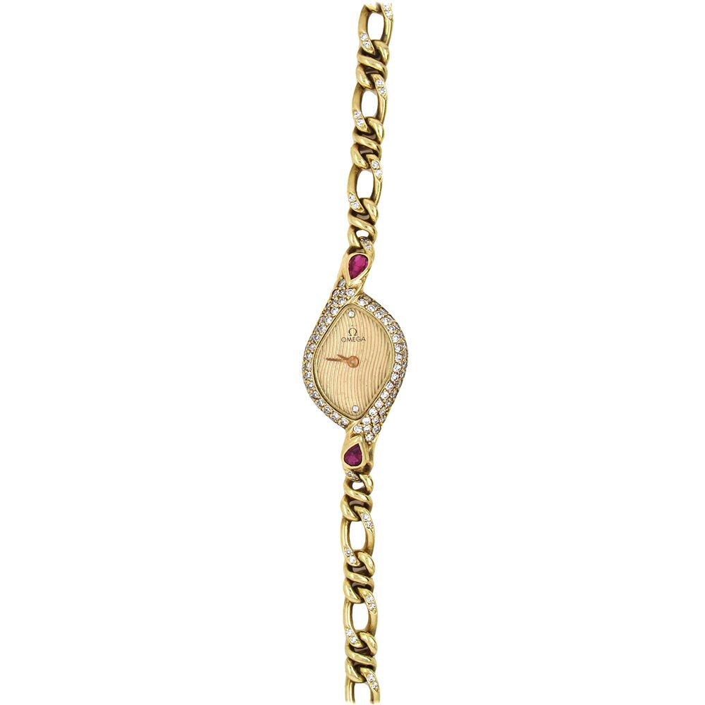 18K Gold Ruby and Diamond Omega Cocktail Watch - Image 3