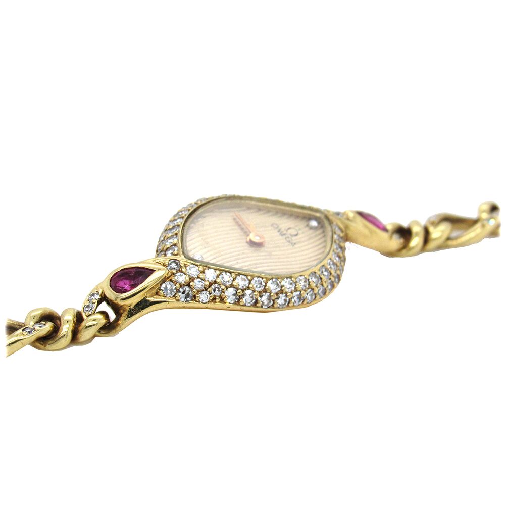 18K Gold Ruby and Diamond Omega Cocktail Watch - Image 5