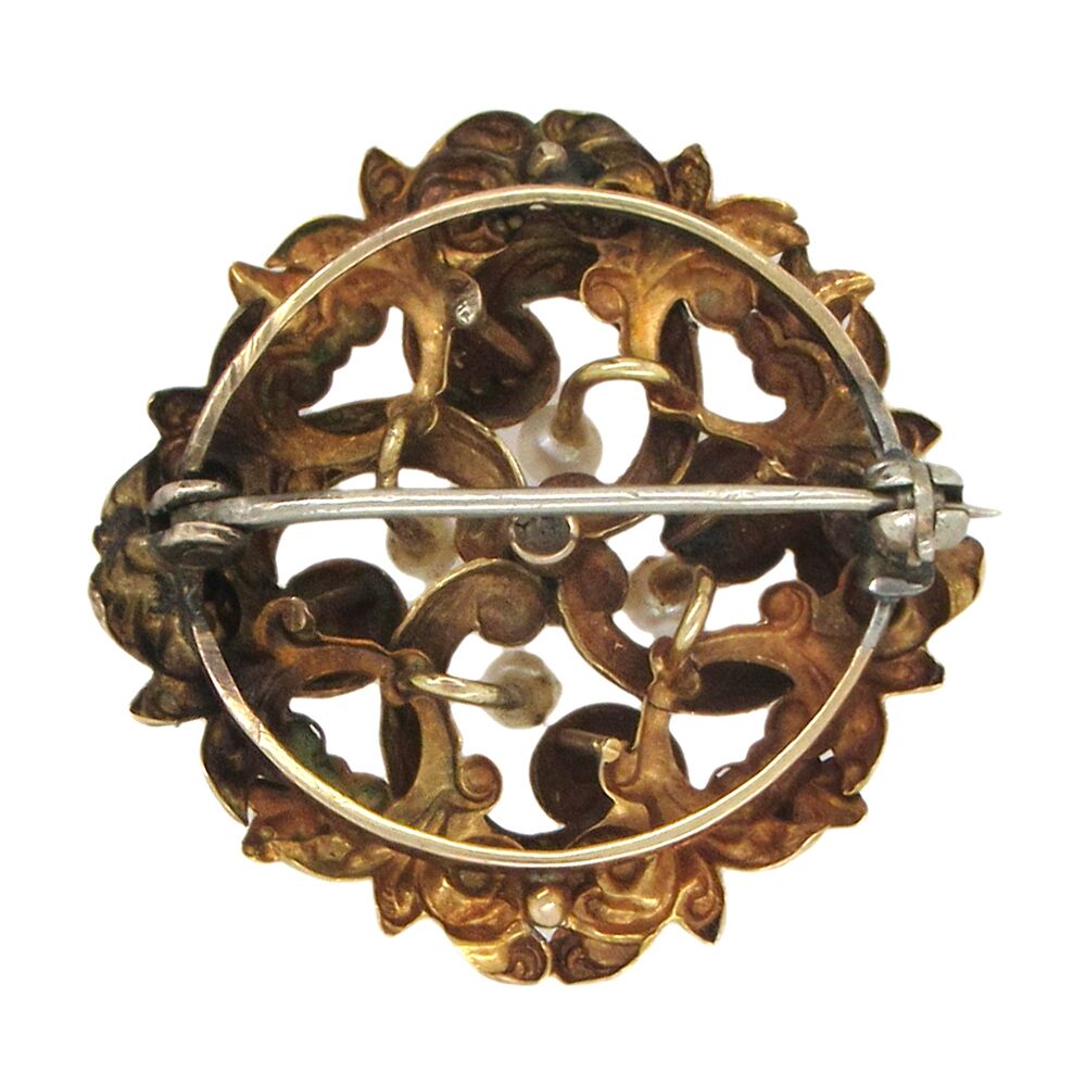 Antique Gold Flower Brooch - Image 4