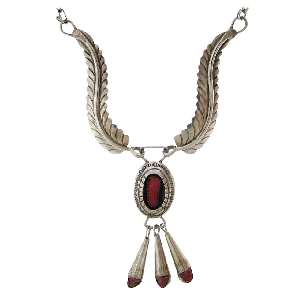 Navajo Sterling Coral Necklace