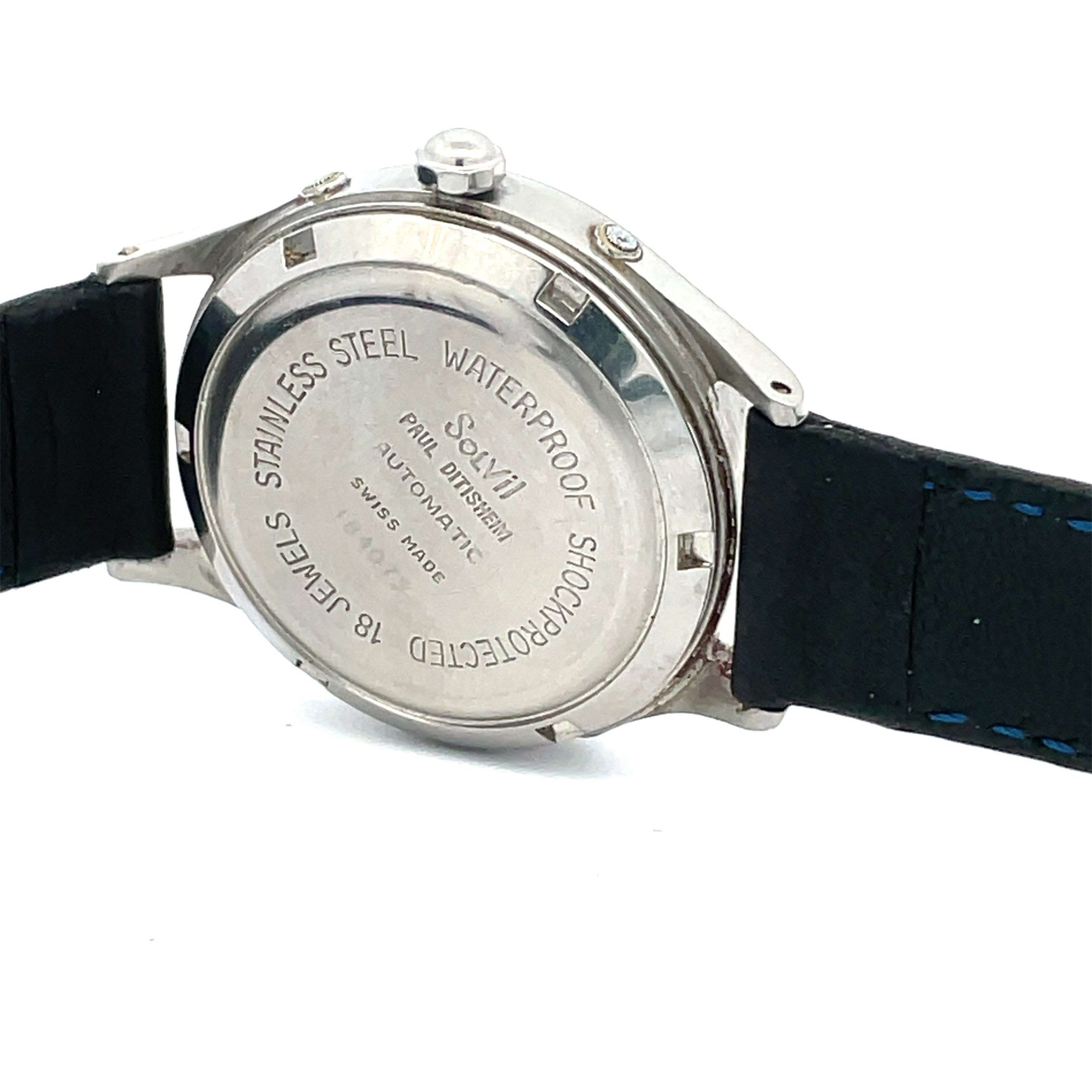 Vintage Stainless Steel Solvil Ditisheim Triple Calendar - Image 3