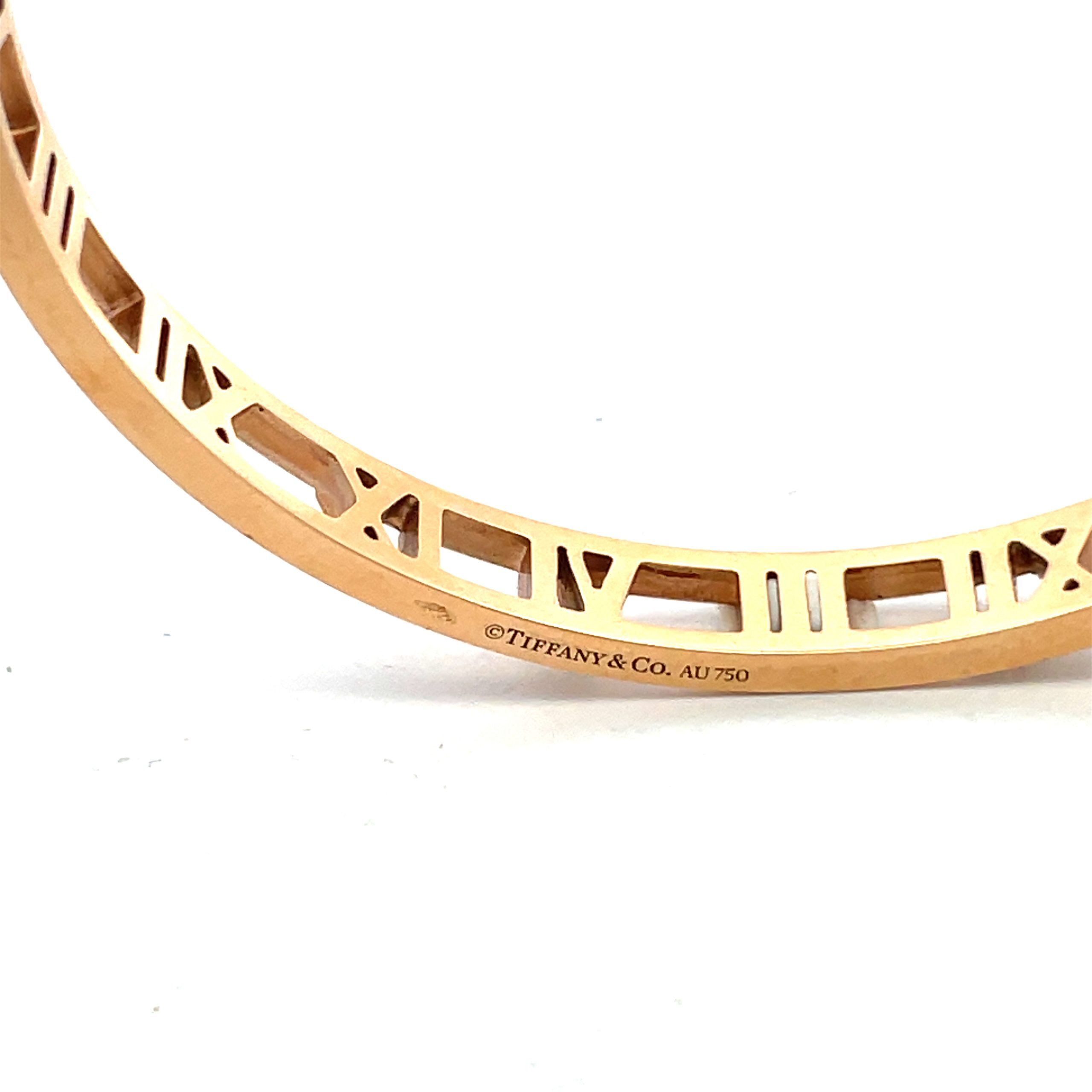 18K Rose Gold Tiffany & Co Atlas Bangle Bracelet - Image 3