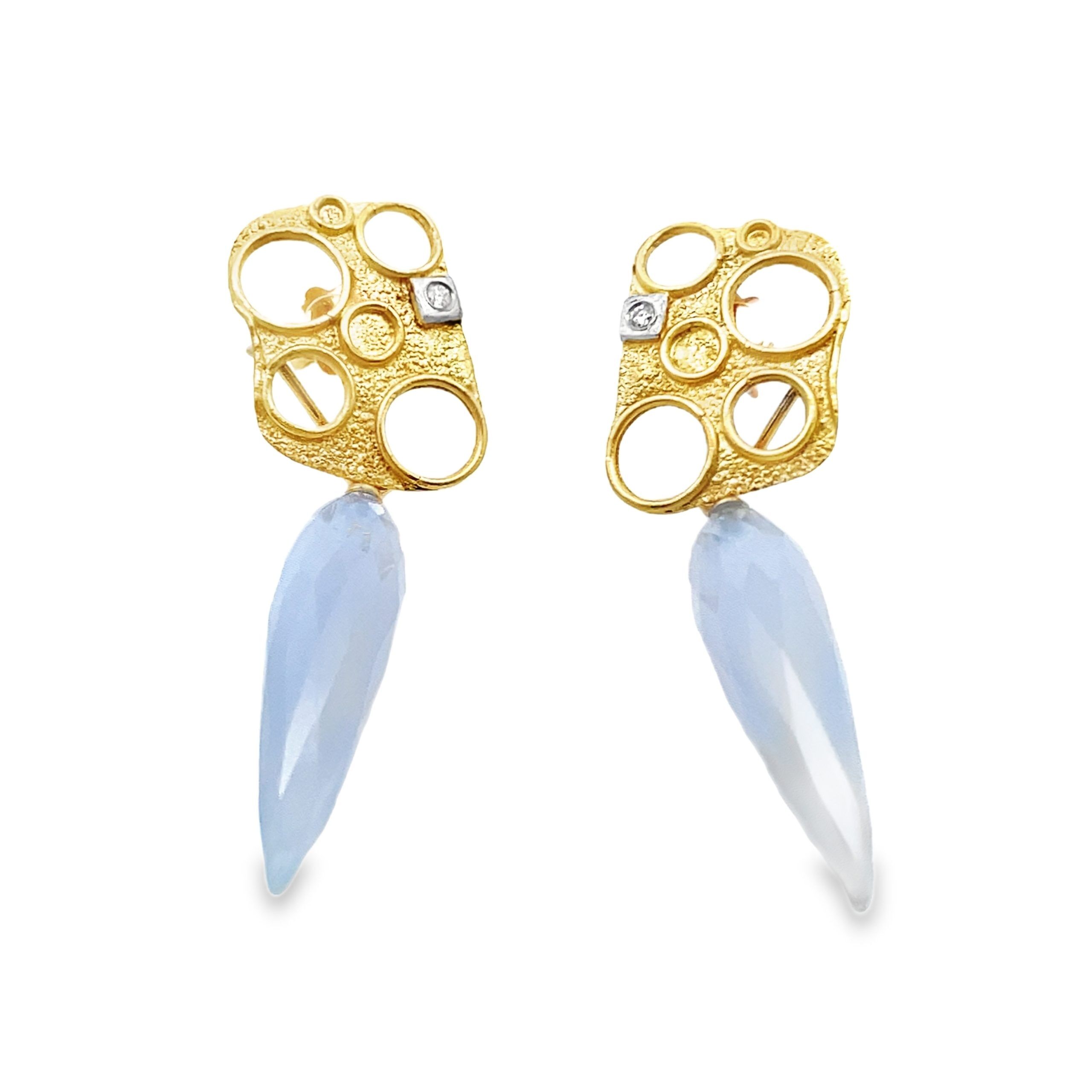Marco Borghesi: Day/Night Blue Chalcedony Earrings - Image 3