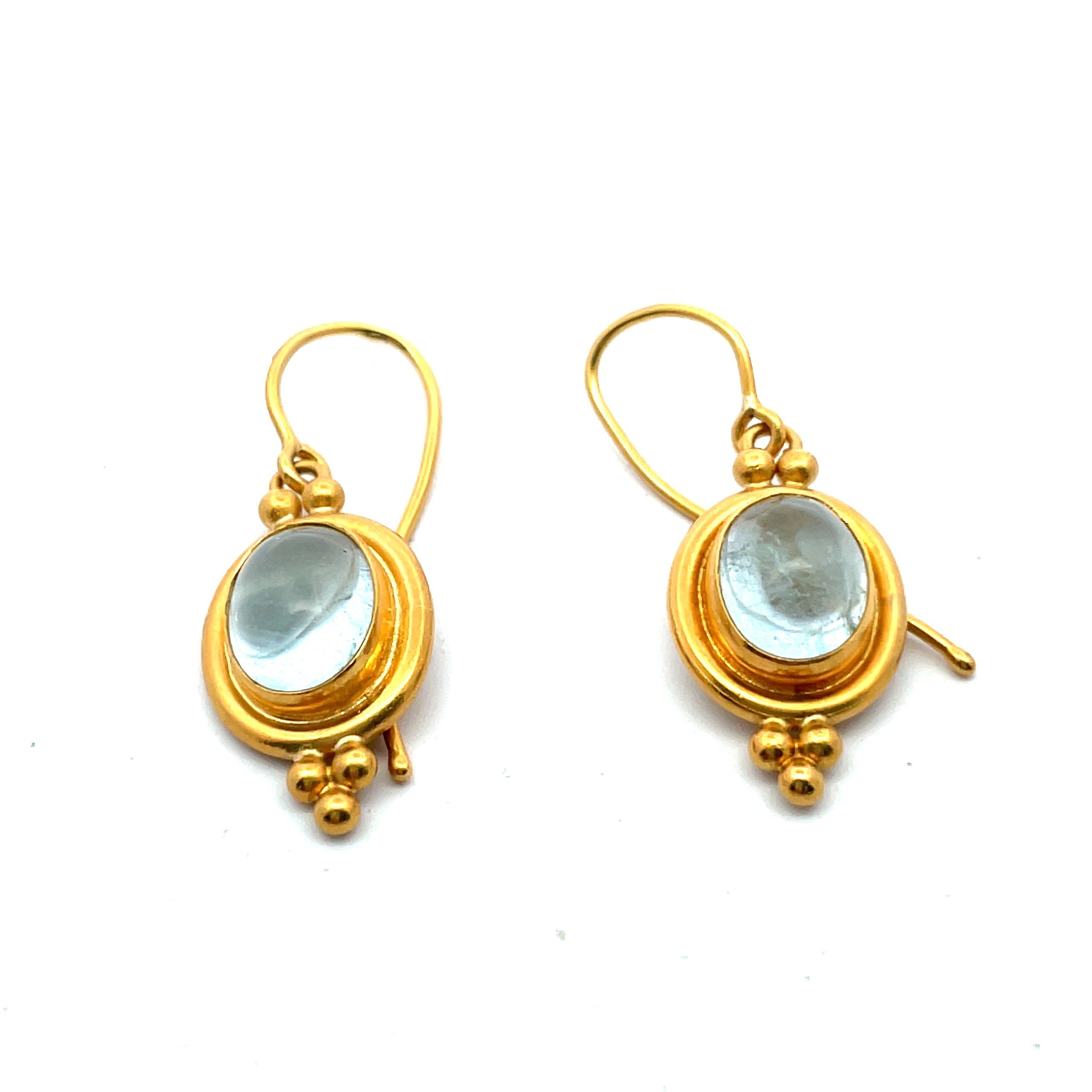Temple St.Clair: Estate Aquamarine 22K Earrings - Image 5
