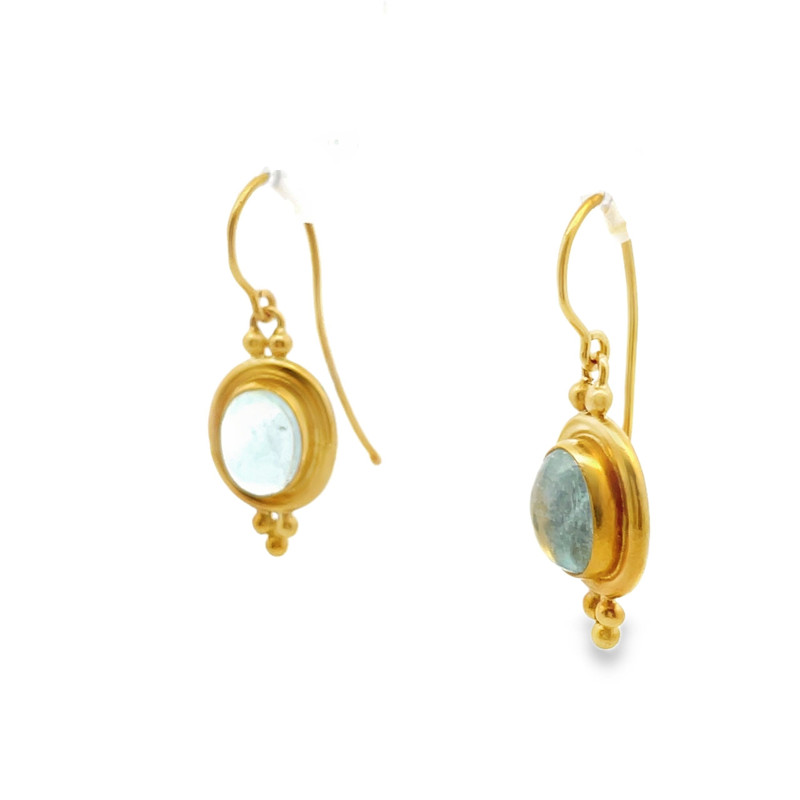 Temple St.Clair: Estate Aquamarine 22K Earrings - Image 2