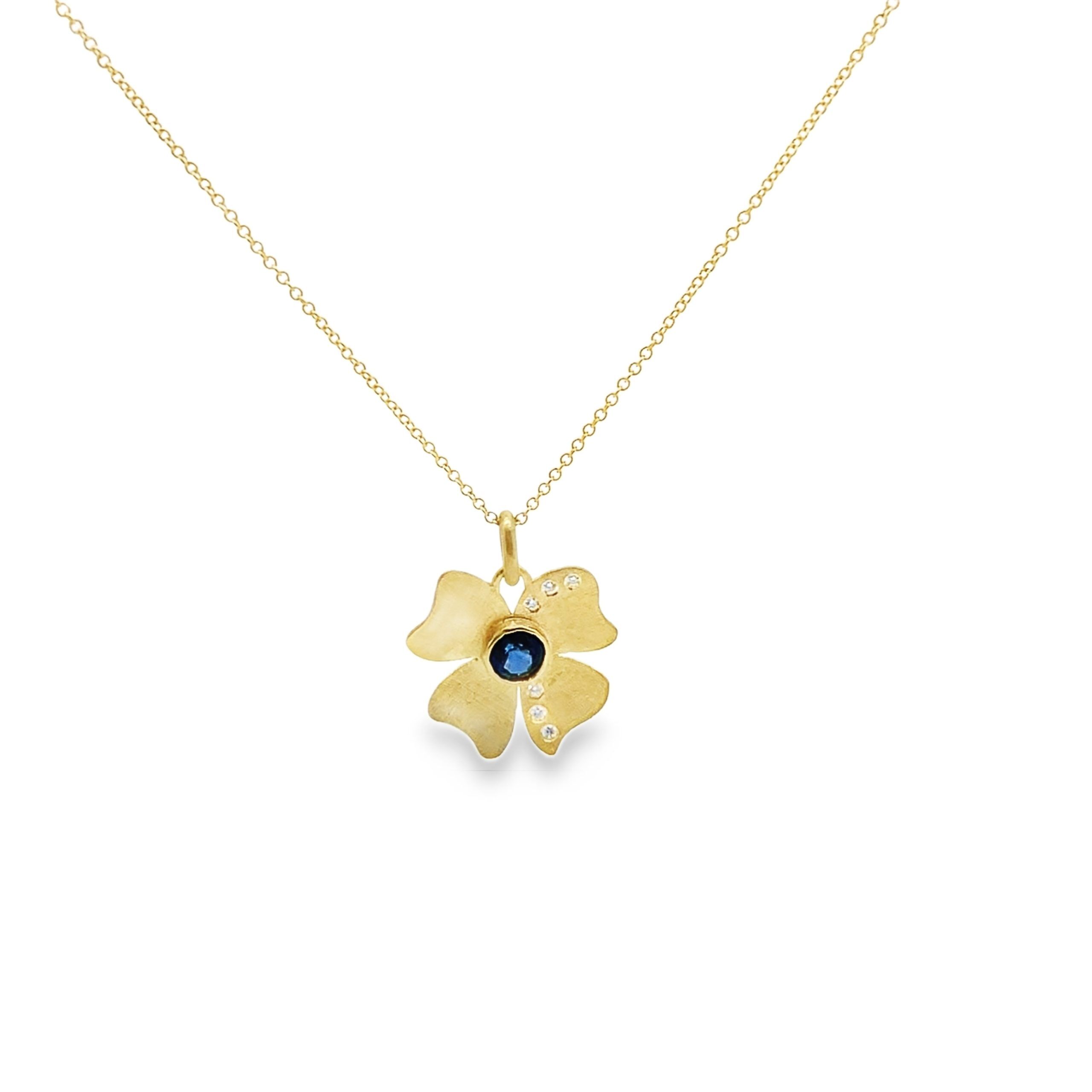 Alishan: Sapphire Diamond Flower Pendant Necklace - Image 5