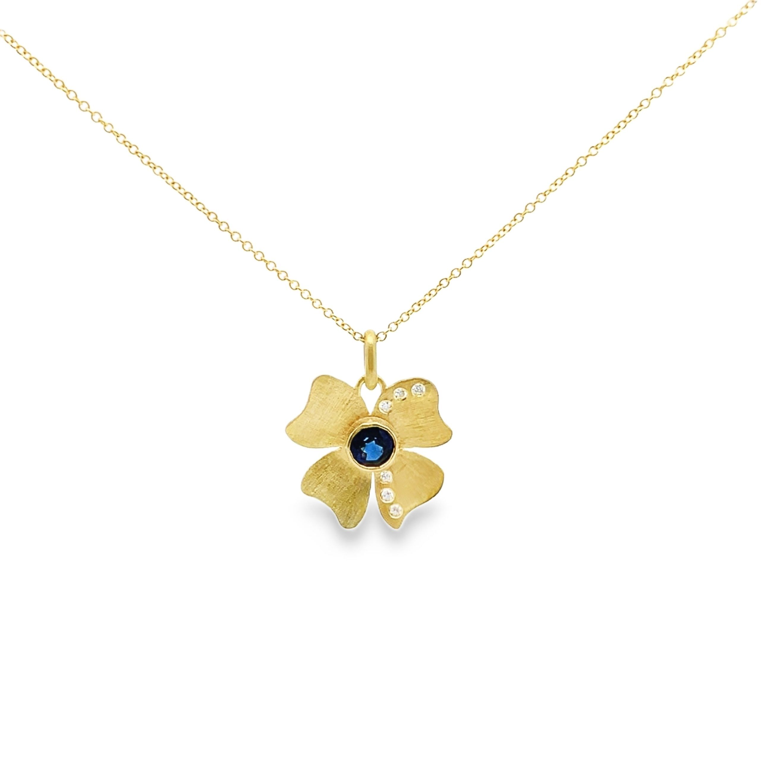 Alishan: Sapphire Diamond Flower Pendant Necklace - Image 3