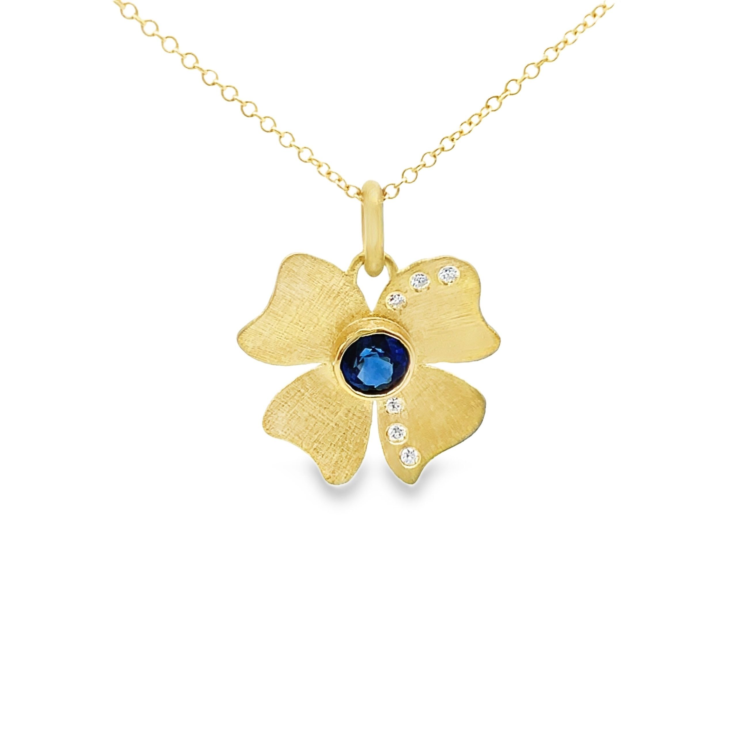 Alishan: Sapphire Diamond Flower Pendant Necklace - Image 2