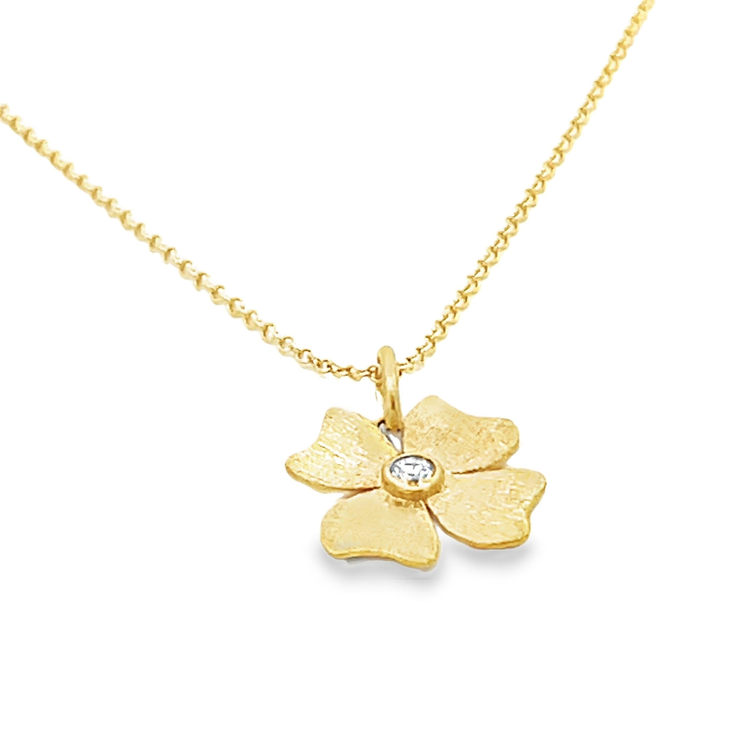 Alishan: Diamond 18K Flower Pendant Necklace