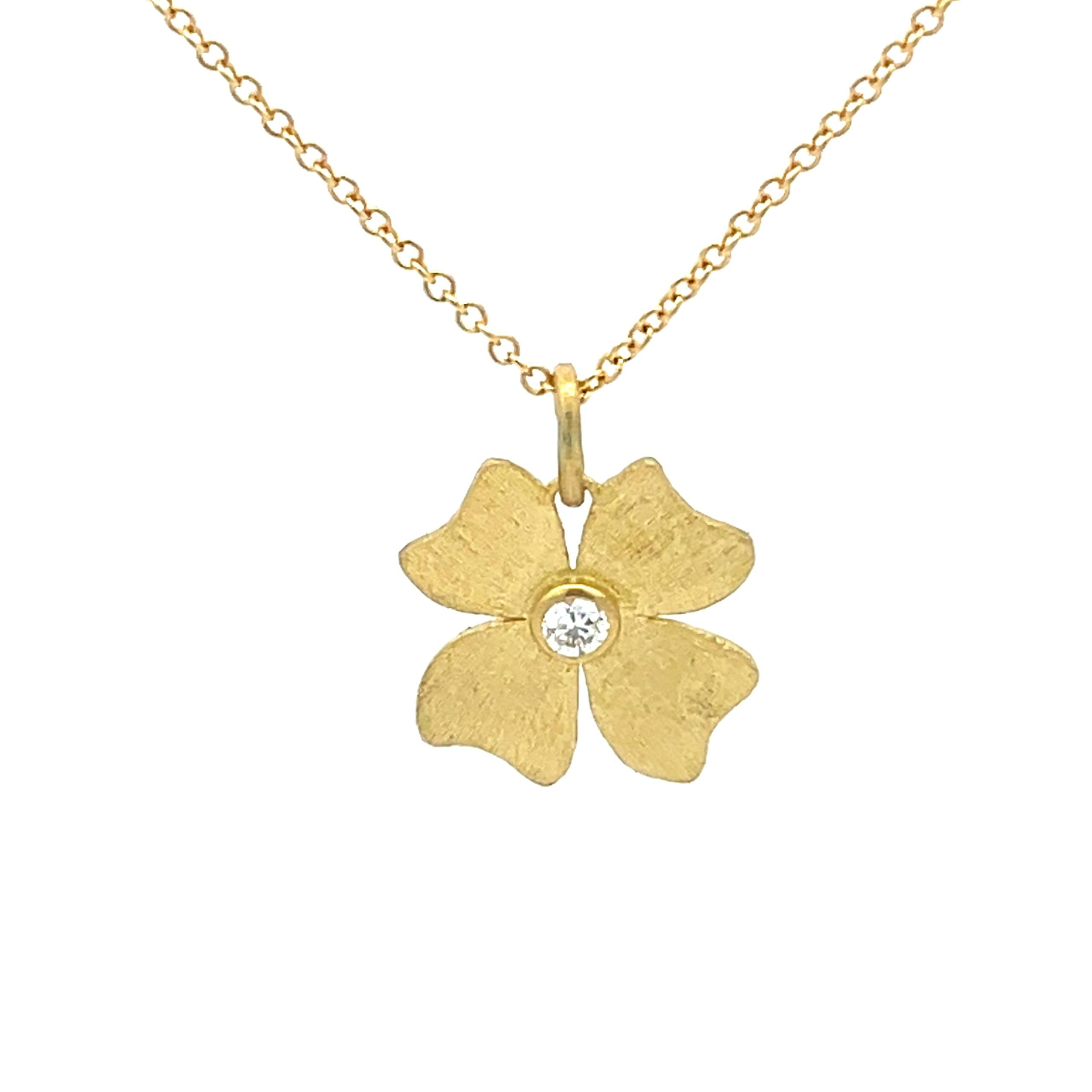 Alishan: Diamond 18K Flower Pendant Necklace - Image 4