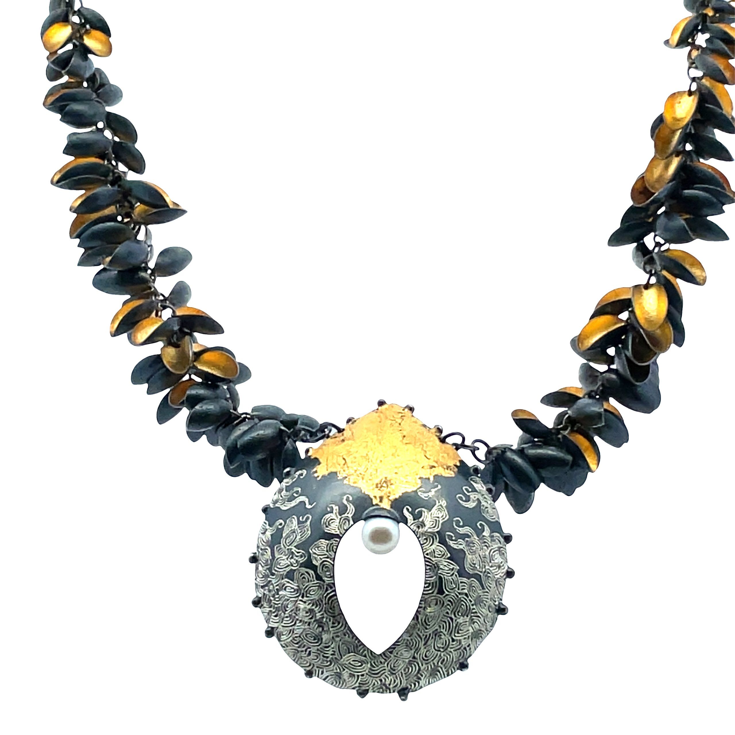 So Young Park: Sterling and Keum-Bo Pod Necklace - Image 3