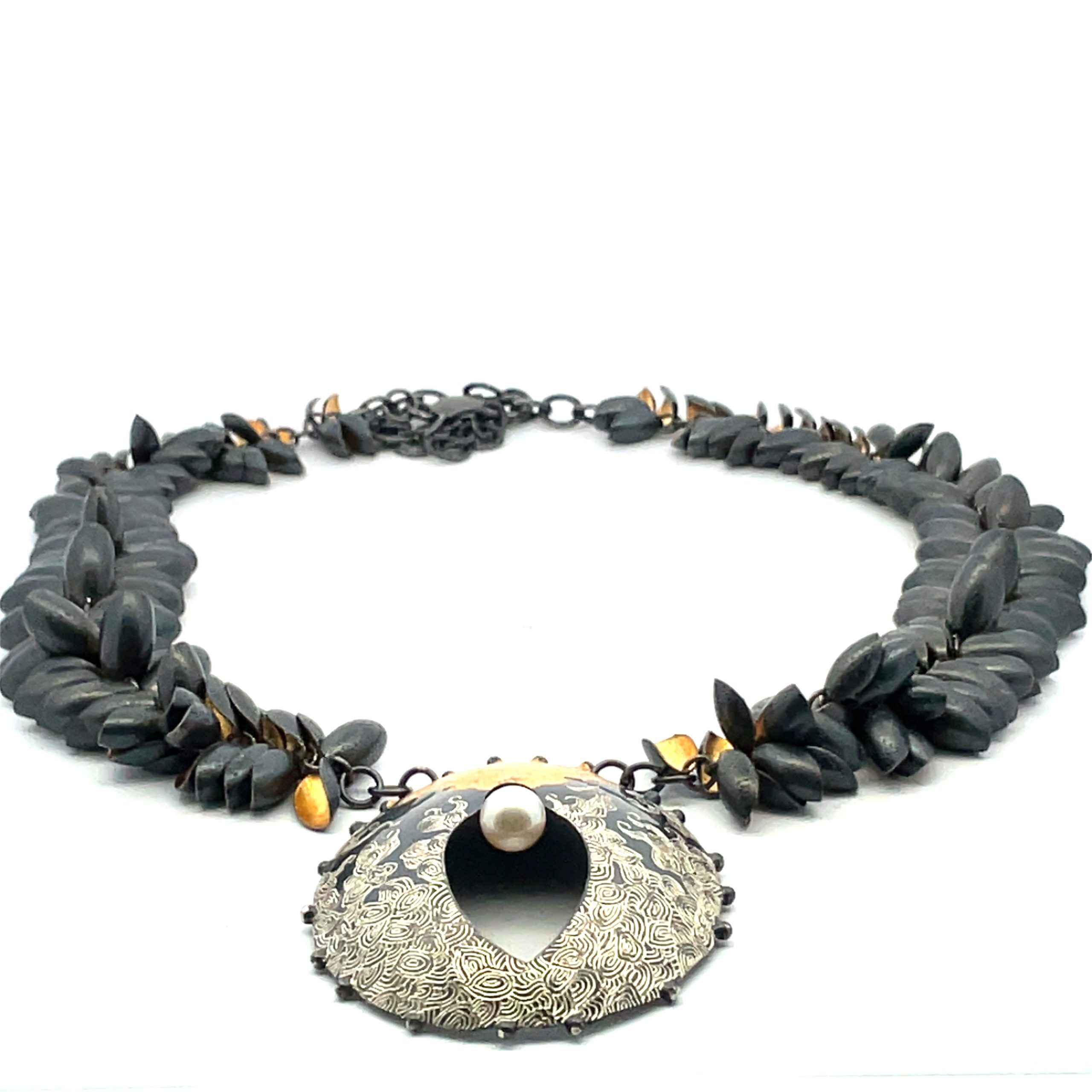 So Young Park: Sterling and Keum-Bo Pod Necklace - Image 4