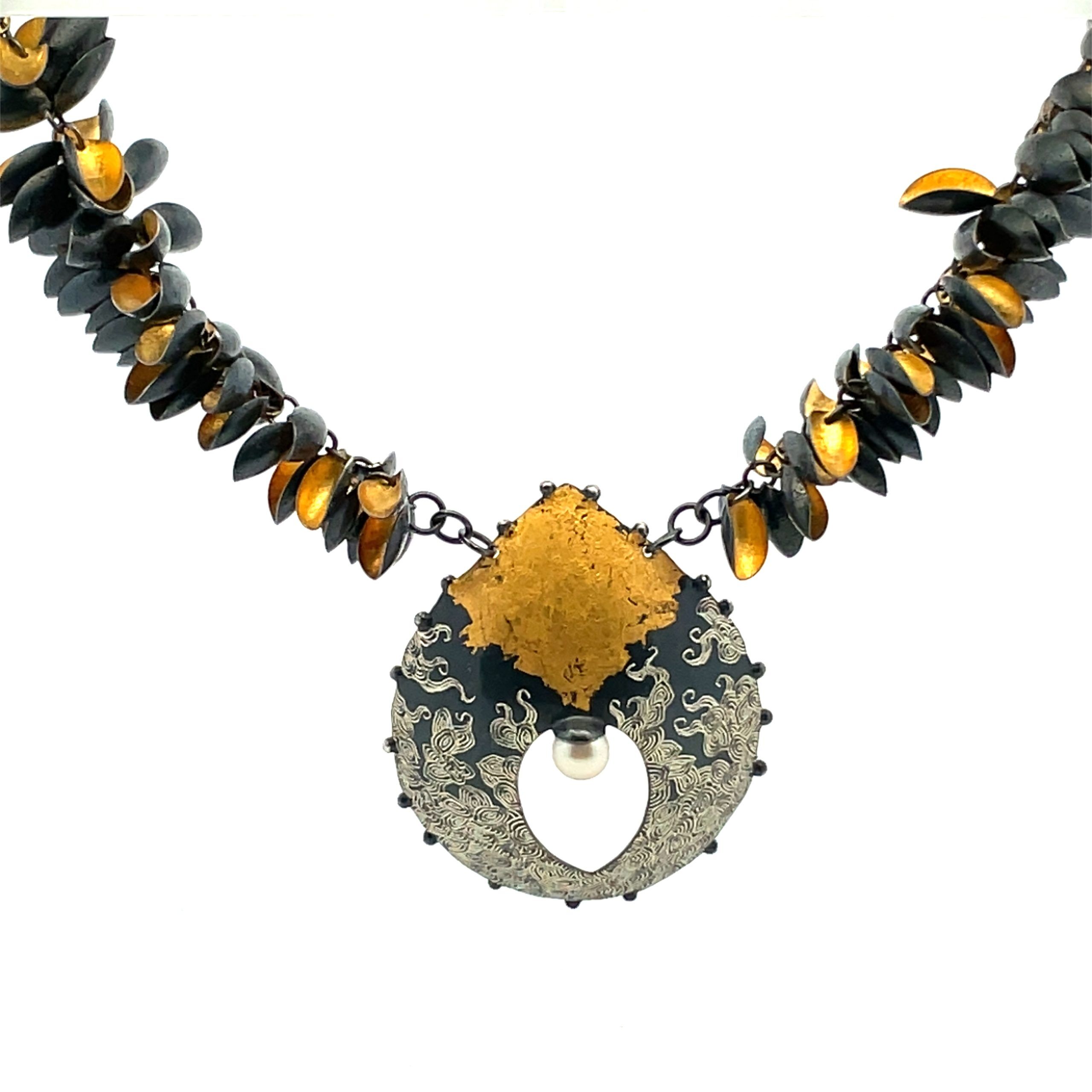 So Young Park: Sterling and Keum-Bo Pod Necklace - Image 2